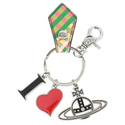 Vivienne Westwood Green Saffiano I Love Orb Keyring