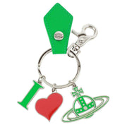 Vivienne Westwood Green Saffiano I Love Orb Keyring