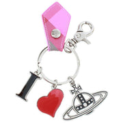 Vivienne Westwood Pink Saffiano Printed I Love Orb Keyring