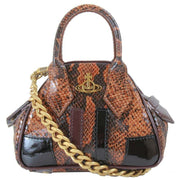 Vivienne Westwood Tan Embossed Snake Mini Yasmine Chain Handbag