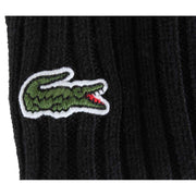 Lacoste Black Ribbed Wool Beanie