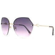 Lipsy London Gold Hexagon Rimless Sunglasses